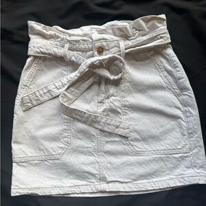 Free People Paperbag Waist Mini Skirt | Beige | Belted | Size 4